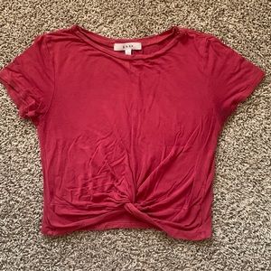 Juniors Red Knotted Crop Top